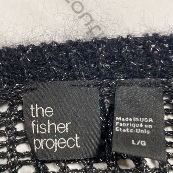 Eileen Fisher Project L Mohair Viscose Wool Blend‎ Metallic Open Knit Round Neck - Picture 14 of 16